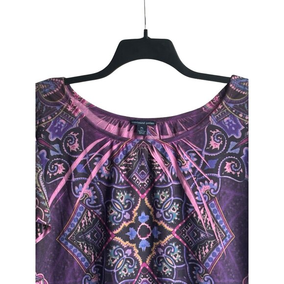 Westbound Top Womens PL Petite Large Scoop Neck Cold Shoulder Purple Print New - Picture 2 of 6